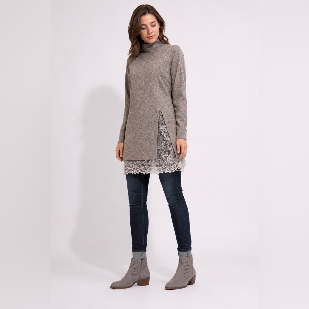 NWOT Sweater Tunic with Lace size small